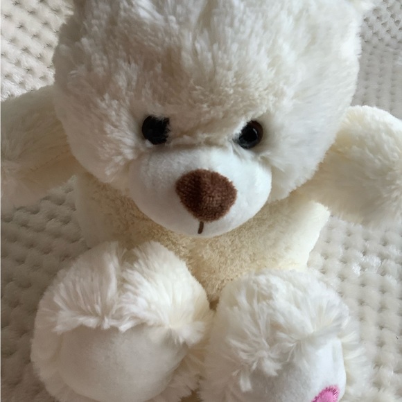 Animal Adventure Plush White Bear Pink Heart Valentines Stuffed Animal Toy - Picture 7 of 10